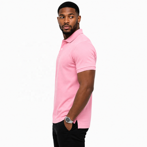 Polo rose personnalisé pour homme en gros, 100 % coton piqué, manches courtes, pour le golf, OEM ODM, marque privée - Product Image 5