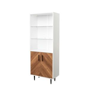 Libreria Industriale a 5 Ripiani con 2 Ante, Scaffale Espositivo da Terra per Ufficio o Soggiorno, Bella Finitura Beige - Product Image 1