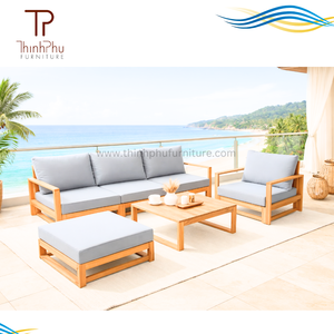 EDEN Juego de Muebles de Jardín de 6 Piezas, Contemporáneo, Ecológico, de Madera de Acacia, con Cojines Impermeables Plegables, para Hoteles y Villas - Product Image 1