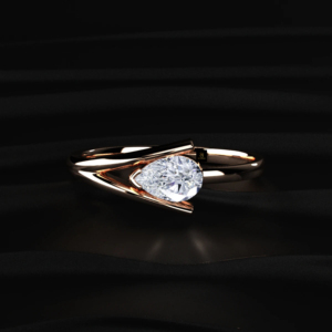 Anillo de Diamante Cultivado en Laboratorio con Corte Pera, Certificado IGI, Color D E F, Oro Amarillo, Oro Blanco, Oro Rosa, Plata de Ley, Anillo de Compromiso - Product Image 5