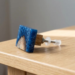 <b>Rustic</b> Rectangle Wood Resin Cabinet Knob Blue Handle for Kitchen Furniture Durable Design - Product Image 4