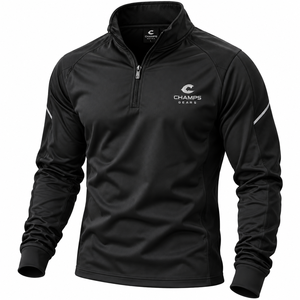 Wholesale High Quality Unisex Winter Lightweight Polyester Sports Quick Dry Solid Color Long Sleeve Knitted 1/4 Quarter <b>Stand</b> - Product Image 2