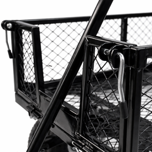 Chariot de jardin en acier robuste à capacité de 1000 lb, côtés amovibles pliables, pneus pneumatiques de 10 pouces, chariot utilitaire noir ODGGAD008 - Product Image 2