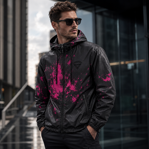 Custom Heat Sensitive Color <b>Changing</b> Jacket Waterproof Splatter Print Thermochromic Windbreaker Hooded Streetwear Mens <b>Coat</b> - Product Image 2