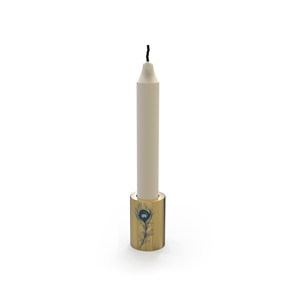 Golden <b>Brass</b> <b>Candlestick</b> <b>Holder</b> with Peacock Feather Design for Home Decoration - Product Image 1