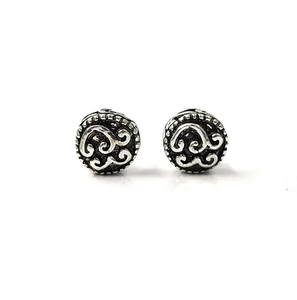 Antique Style <b>Silver</b> <b>Stud</b> Earrings Round Pattern Elegant Jewelry Wholesale Supplier - Product Image 3