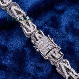 S925 Silver Lab Grown Diamond <b>Statement</b> <b>Necklace</b> Rhodium Plated Geometric Link Chain Luxury Unisex Everyday Wear Gift - Product Image 4