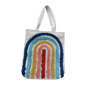 Bolsa de Lona Hecha a Mano con Bordado Colorido de Arcoíris para Compras, Viajes a la Playa y Bolsos de Mano para Mujer - Product Image 5