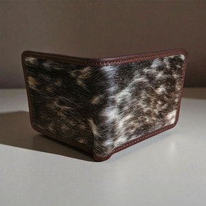 Portefeuille en cuir de vachette fait main de haute qualité pour homme, portefeuille fin à rabat en cuir à poils, cuir naturel - Product Image 1