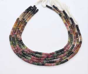 Natural Multi Tourmaline Faceted Rondelle <b>Beads</b> 13Inch Multi Tourmaline Gemstone <b>Beads</b> Natural <b>Colorful</b> Tourmaline Rondelle <b>Bead</b> - Product Image 1