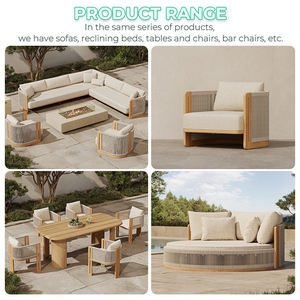 Set di Mobili da Pranzo per Esterni in Legno di Teak Birmano di Alta Gamma, Tavolo Moderno per Terrazze di Hotel di Lusso e Ville di Prestigio - Product Image 4