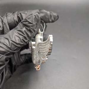 Moissanite Wing Letter Initial Pendant 925 <b>Silver</b> Hip Hop <b>Charm</b> Custom Rapper Jewelry - Product Image 6