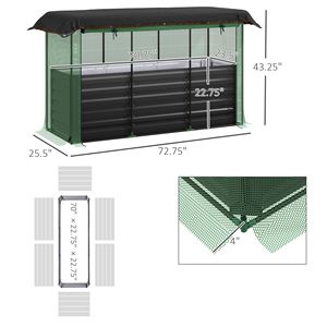 Jardinière surélevée en acier galvanisé gris foncé avec cage de culture et toile d'ombrage pour fleurs, légumes et herbes - Product Image 3