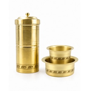Premium Handmade Brass <b>Coffee</b> Dabara & <b>Filter</b> Set with Elegant Gift Box – South Indian <b>Coffee</b> Brewing & Serving Combo - Product Image 1