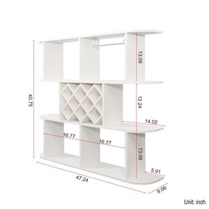 Grand porte-vin mural rustique à 3 niveaux, étagère de rangement multifonctionnelle en bois avec porte-verres pour collection de vins - Product Image 3