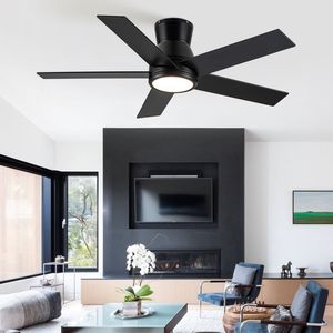 Ventilatore da Soffitto Nero a Profilo Basso da 52 Pollici con Luce, Elegante Decorazione per la Casa - Product Image 3