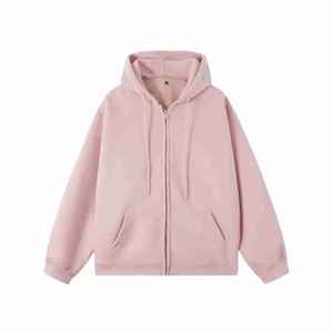 High Quality Oversized Cotton Zip <b>Hoodie</b> for Men Custom Puff Print Logo Double Zipper Heavyweight Fleece Hooded Collar - Product Image 4
