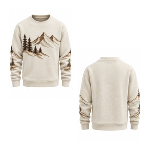 Sudadera de punto gofrado para hombre, manga larga, cuello redondo, informal, térmica, texturizada, personalizada, OEM, ropa deportiva al por mayor - Product Image 4