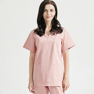 Wholesale High Quality Women Medical Scrub <b>Set</b> V-neck Short Sleeve Nursing Uniform Stretch Breathable Hospital <b>Doctor</b> Workwear - Product Image 2