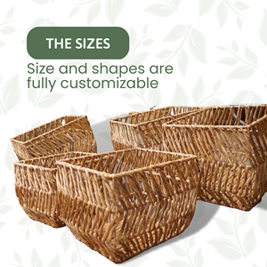 Set 4 Open-weave Storage <b>Baskets</b> <b>Hyacinth</b> Storage <b>Baskets</b> with Iron Wire Frame Made From Vietnam High Quality - Product Image 2