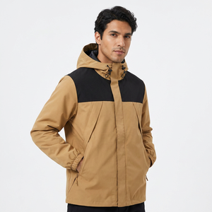 Men's Hooded <b>Waterproof</b> <b>Canvas</b> Bomber Jacket Formal Color Blocking Design Autumn Outdoor Wear Quick Dry Breathable Polyester - Product Image 5