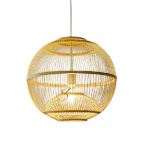 Nordic Style Slatted Sphere Rattan Lampshade Eco Friendly <b>Bamboo</b> Pendant Light Shade Round Ceiling Hanging <b>Lantern</b> - Product Image 2