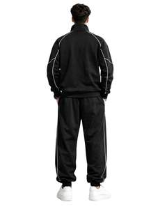 Ensemble de survêtement noir personnalisé pour homme, veste zippée intégrale et pantalon de jogging, sport, streetwear, tenue d'entraînement en molleton personnalisée - Product Image 6