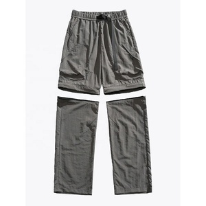 High Quality Breathable Baggy Nylon Pants Mens Detachable Zipper Parachute Pants Removable Thin Straight Leg <b>Trousers</b> - Product Image 2