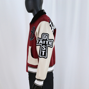 Vestes universitaires personnalisées en gros avec logo, patchs en laine et broderie chenille, vestes d'hiver streetwear tendance pour hommes - Product Image 4