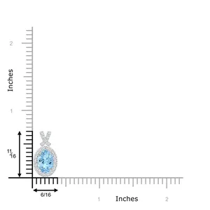 Pendentif en or 14 carats 3,35 g avec aquamarine naturelle ovale 6*4 mm, design nœud papillon, halo de diamants, bijoux fins classiques, cadeau d'anniversaire, OEM - Product Image 3