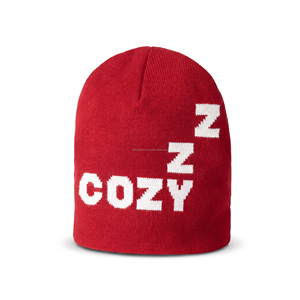 Bonnet en tricot Cozy Zzz unisexe pour adulte, style décontracté d'hiver, gris, mélange de laine, style urbain, tricoté à la machine, motif lettres, ajustable - Product Image 3