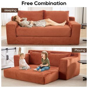 Sofá Cama Compacto de Terciopelo, Diseño Convertible 2 en 1, Espuma Viscoelástica y Estructura de Acero, Pequeño, Sin Necesidad de Ensamblaje - Product Image 2