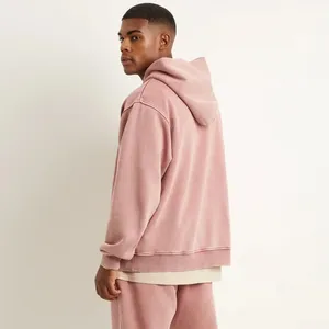 Custom Acid Washed Hoodie Pullover <b>Men</b> Blank Heavyweight <b>Plain</b> Cotton Thick breathable high quality Acid Wash <b>Hoodies</b> - Product Image 2
