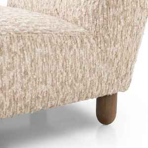 Fauteuil lounge moderne en tissu bouclé avec structure en bois massif et accoudoirs incurvés, idéal pour salon, hôtel, café. - Product Image 6