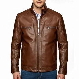 OEM Men Genuine <b>Sheep</b> Waterproof Stand Winter High Street Style Biker Jacket Custom Design Premium Quality Wholesale Bulk - Product Image 1