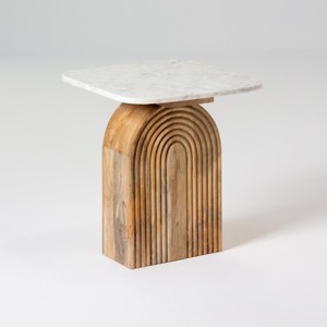 Vandana Orion Sereno <b>Marble</b>-<b>Top</b> <b>Side</b> <b>Table</b> Modern Luxury Accent Furniture Design - Product Image 1