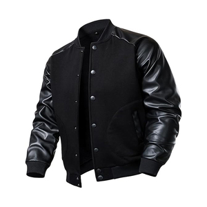 Sherpa <b>Lined</b> Varsity Jacket Men Cotton Polyester Blend Warm Fleece Interior Baseball College Extreme Cold Weather Winter <b>Coat</b> - Product Image 1