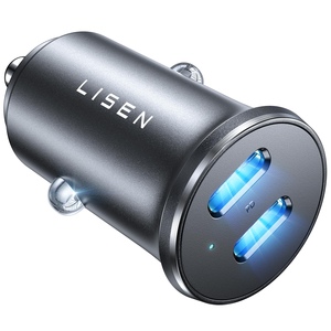 Lisen 90W USB C Sạc xe hơi PD 45W sạc nhanh cổng kép Kim loại thuốc lá nhẹ hơn <span class=keywords><strong>Adapter</strong></span> cho iPhone 16 Pro Max Galaxy S25 - Product Image 1