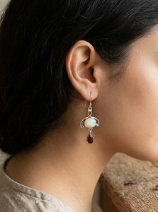 Ethiopian Opal Garnet <b>Dangle</b> <b>Earrings</b> 925 Sterling Silver Rose <b>Gold</b> Yellow <b>Gold</b> Plated Handmade Vintage Gemstone Jewelry Women - Product Image 2