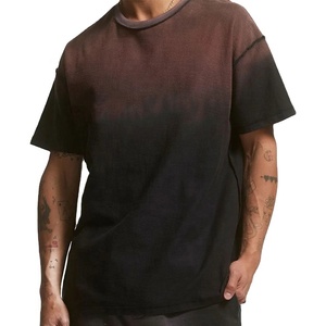 T-shirt Vintage Homme Lavé à l'Acide en Détresse 100% Coton Lourd 260 Grammes Col Côtelé Logo Surdimensionné Style Streetwear - Product Image 2