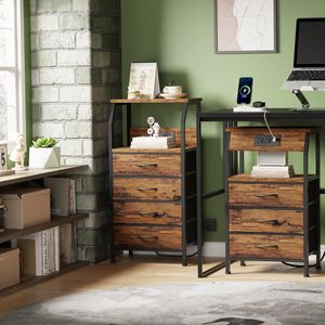 28.3 Inch Tall <b>Bedside</b> Nightstand with Charging Station USB Ports and Outlets Wood <b>Shelf</b> - Product Image 4