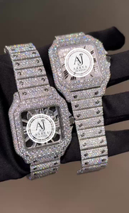 Montre mécanique de haute qualité à cadran carré, lunette en cristal saphir, bracelet en acier inoxydable orné de pierres précieuses, résistante à l'eau, bijou de mode - Product Image 5