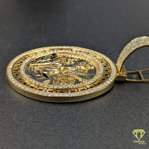 Colgante de Moneda Mexicana de 50 Pesos Estilo Hip Hop, con Diamantes VVS Cultivados en Laboratorio, Chapado en Oro, Joyería para Hombre - Product Image 3