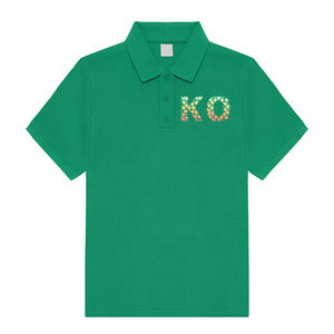 Polo Azul de Manga Corta para Hombre con Estampado de Letras KO, Corte Regular, Estilo Casual, Tejido Oxford - Product Image 3