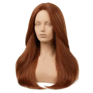 Perruque complète en dentelle 100 % cheveux Remy, raides, avec mèches, longue, brun miel, texture ondulée naturelle, cheveux humains, personnalisable - Product Image 2