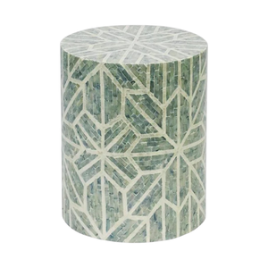Luxury Shell Inlay Foot Stool with Mother of Pearl Finish - Product Image 1