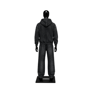 Ensemble de survêtement vintage noir délavé pour homme : sweat à capuche et pantalon de jogging – Tenue décontractée streetwear et sportswear tendance – Vente en gros personnalisée OEM - Product Image 2
