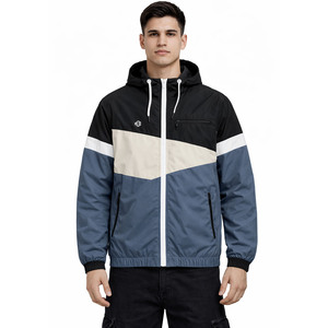 Chaqueta cortavientos de nailon a la moda con bloques de color personalizados al por mayor para hombre, ligera, resistente al viento, para exteriores, bajo MOQ - Product Image 2