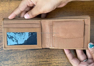 Gran oferta, billetera de cuero de grano completo Real hecha a mano de estilo Vintage Simple para hombre, billeteras plegables de cuero de búfalo genuino al por mayor - Product Image 4