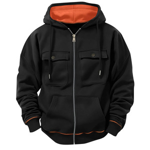 Sweat-shirt cargo technique tissé pour homme, imprimé sur mesure, de haute qualité, avec lettres contrastées, coupe ample, couleurs personnalisables - Product Image 1